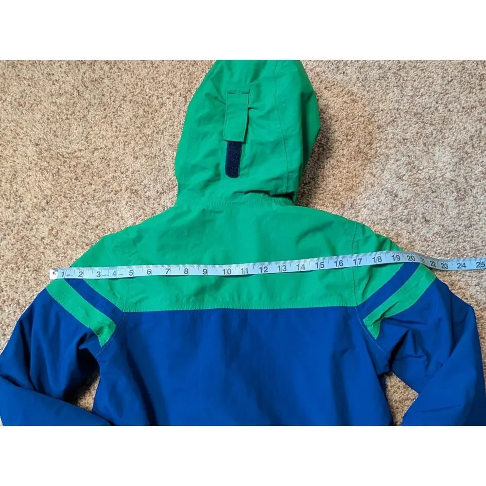 Lands' End Boys Blue Green Hooded Ski Jacket Waterproof Coat Grow-A-Longs F17